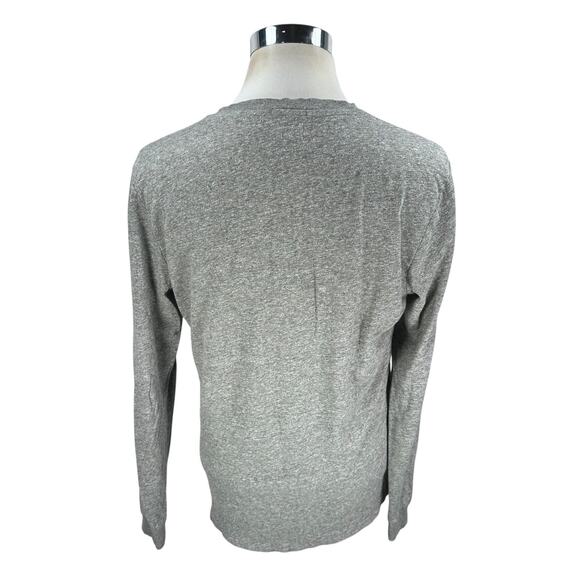 Marine Layer Henley Shirt Men's Marge M/L Heather Gray Rayon Long Sleeve - Picture 5 of 10